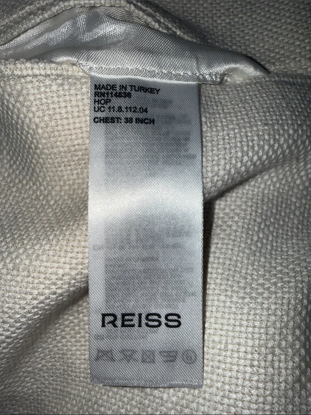 Reiss London Cream Textured Blazer Jacket - Men’s Size 38 Tailored Professional